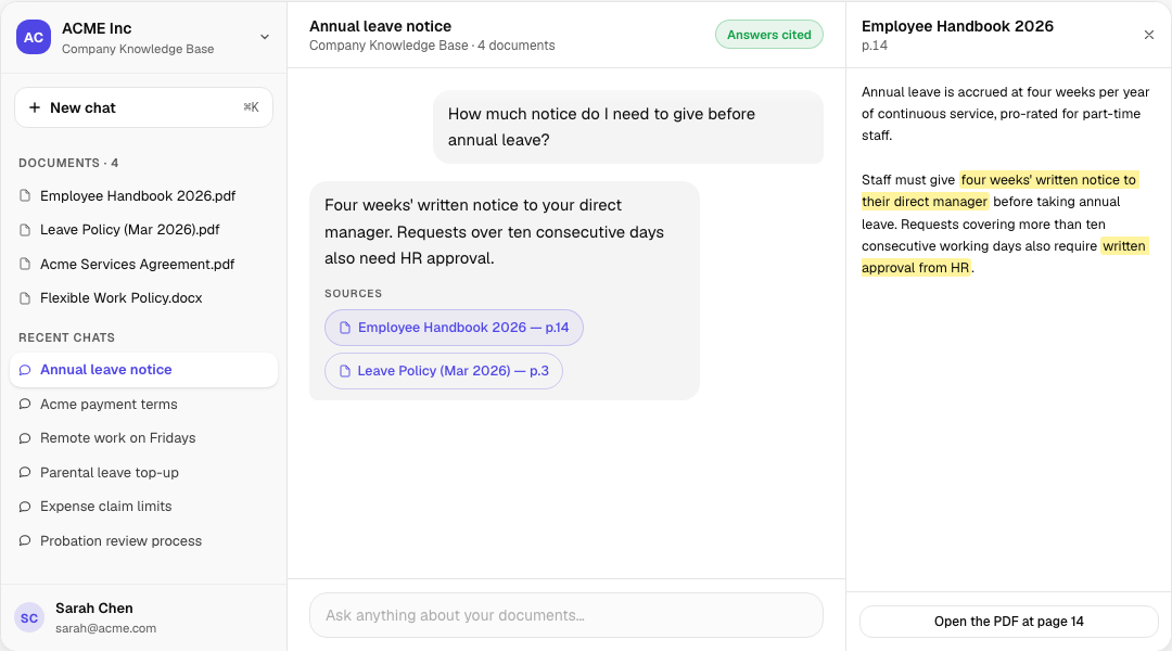 PageTruth answering with page-level citations